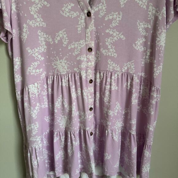 Wonderly Purple Top Size 1X Babydoll Peplum Lavender Ruffle Flowy Feminine - Picture 3 of 9